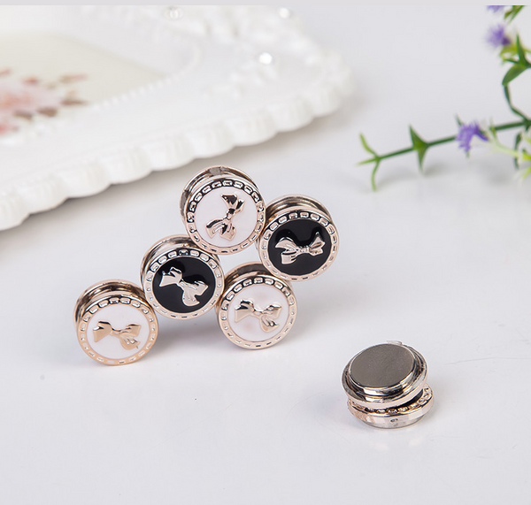 12 Pcs Ribbon Round Magnetic Hijab Brooch