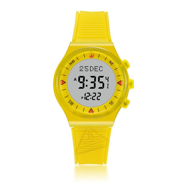 NEON COLOURED CASUAL SPORTY AZAN WRIST WATCH WITH PRAYER ALARM QIBLA AND HIJRI CALENDAR