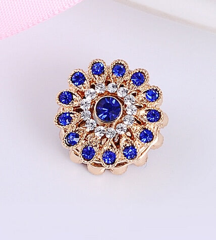 2 Pcs Luxury Diamond Flower Hijab Brooch