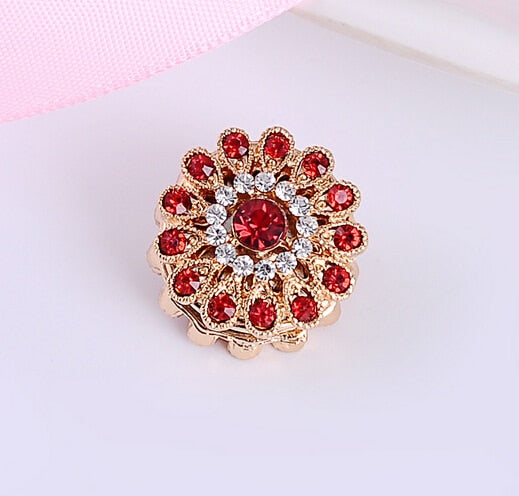 2 Pcs Luxury Diamond Flower Hijab Brooch