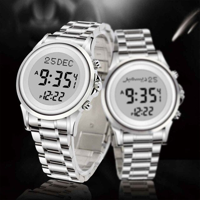 Casual Sporty Azan Wrist Watch with Prayer Alarm Qibla and Hijri Calendar