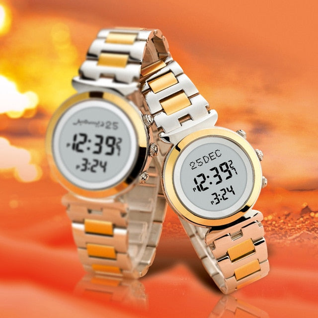 Casual Sporty Azan Wrist Watch with Prayer Alarm Qibla and Hijri Calendar