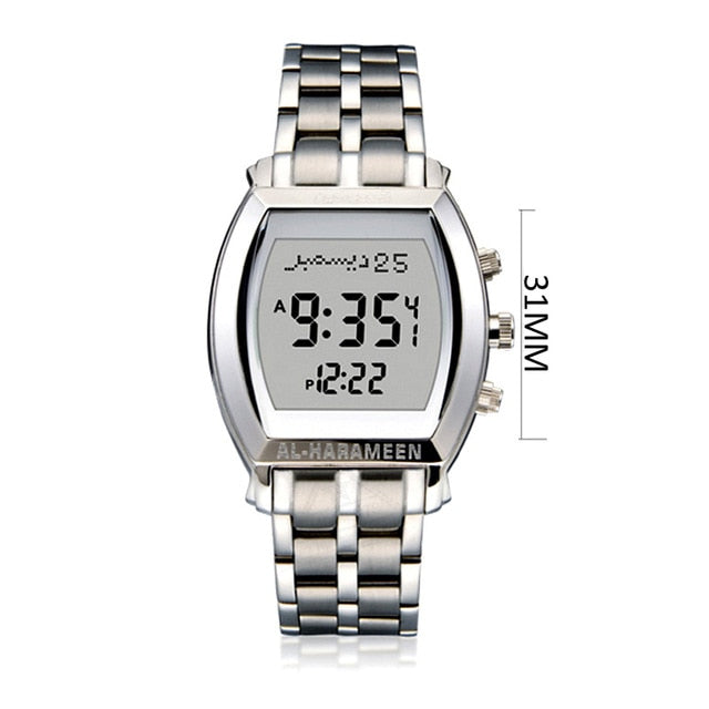 Casual Sporty Azan Wrist Watch with Prayer Alarm Qibla and Hijri Calendar