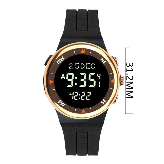 Casual Sporty Azan Wrist Watch with Prayer Alarm Qibla and Hijri Calendar