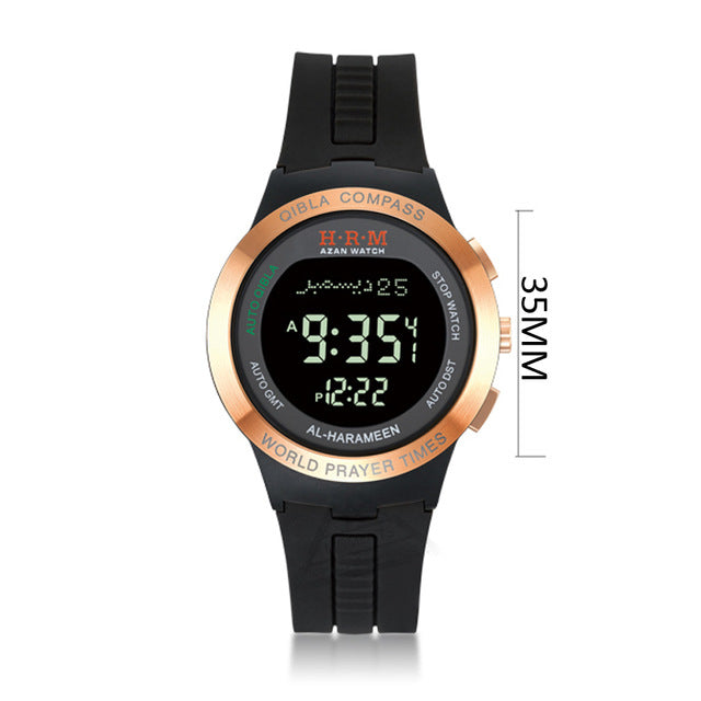 Casual Sporty Azan Wrist Watch with Prayer Alarm Qibla and Hijri Calendar