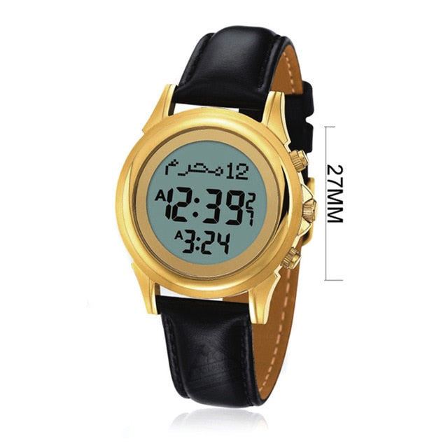 Casual Sporty Azan Wrist Watch with Prayer Alarm Qibla and Hijri Calendar