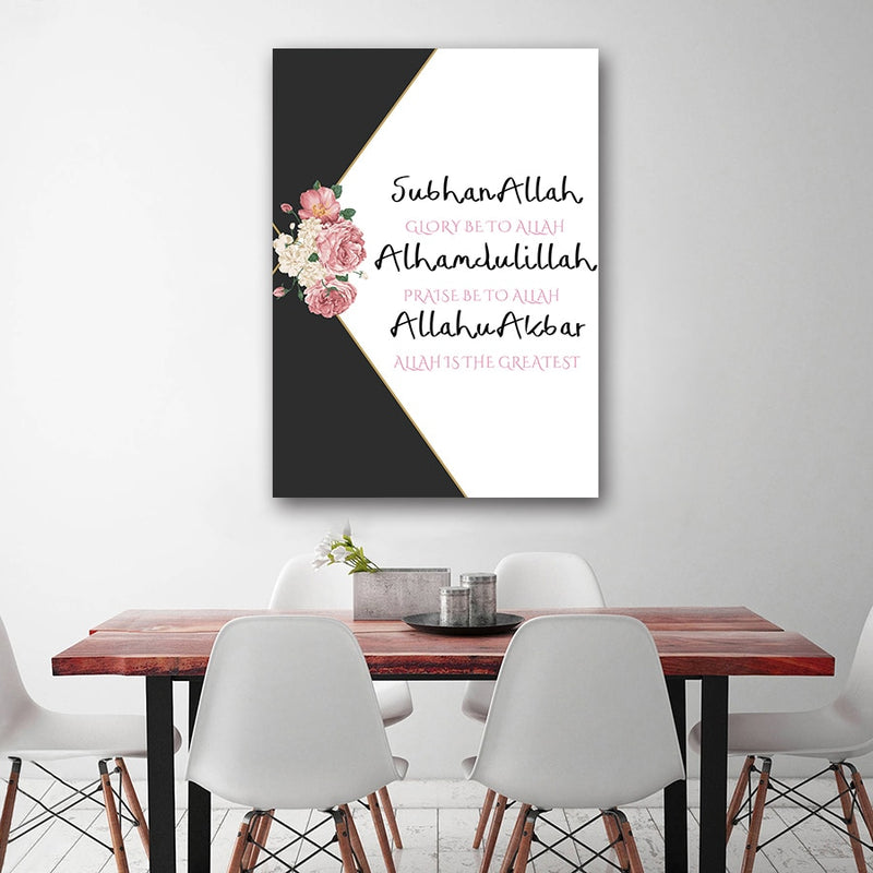 Daily Blessing Floral Theme Islamic Canvas Art