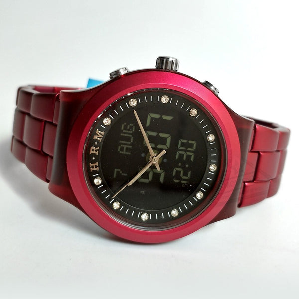 Ladies Prayer Watch with Auto Qibla Rhinestones in Red