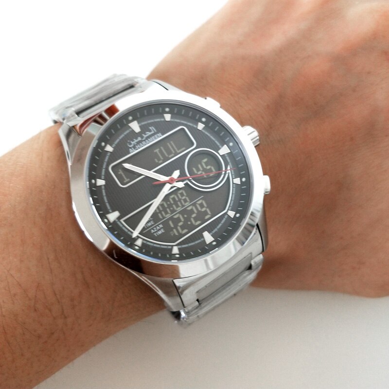 Luxury Azan Wristwatch with Dual Display Quartz