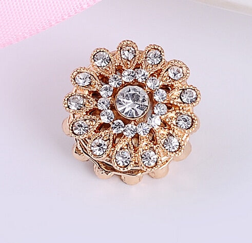 2 Pcs Luxury Diamond Flower Hijab Brooch